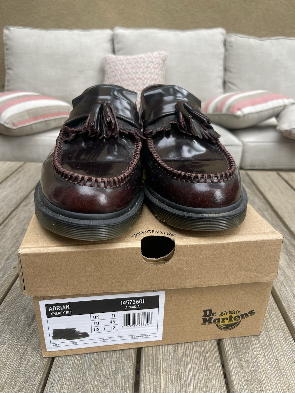 Dr. Martens Adrian Tassel Loafers Black Smooth Leather Mens Size 12 USM