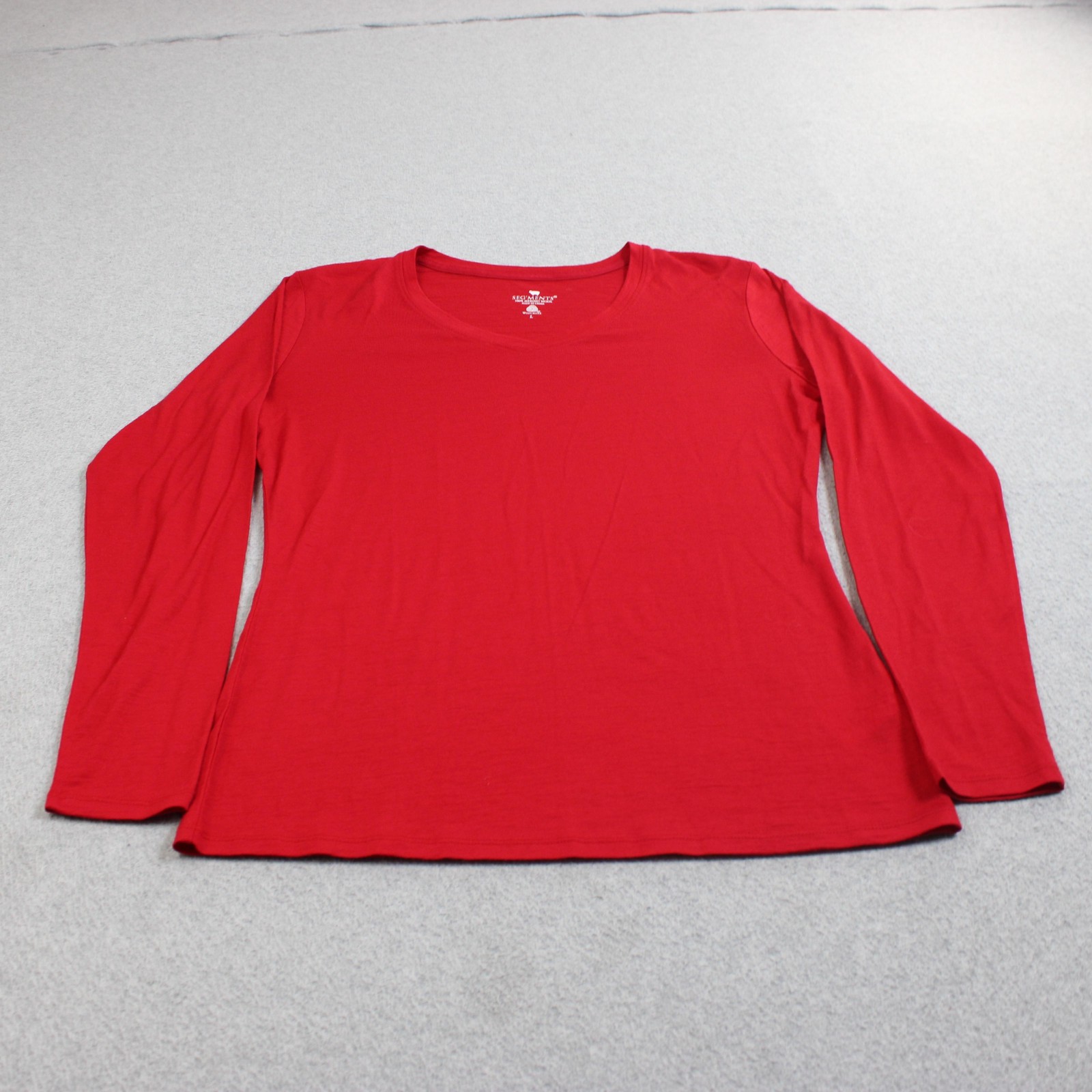 SEG’MENTS Merino Wool Shirt Womens Large Red Long Sleeve Base Layer Lightweight
