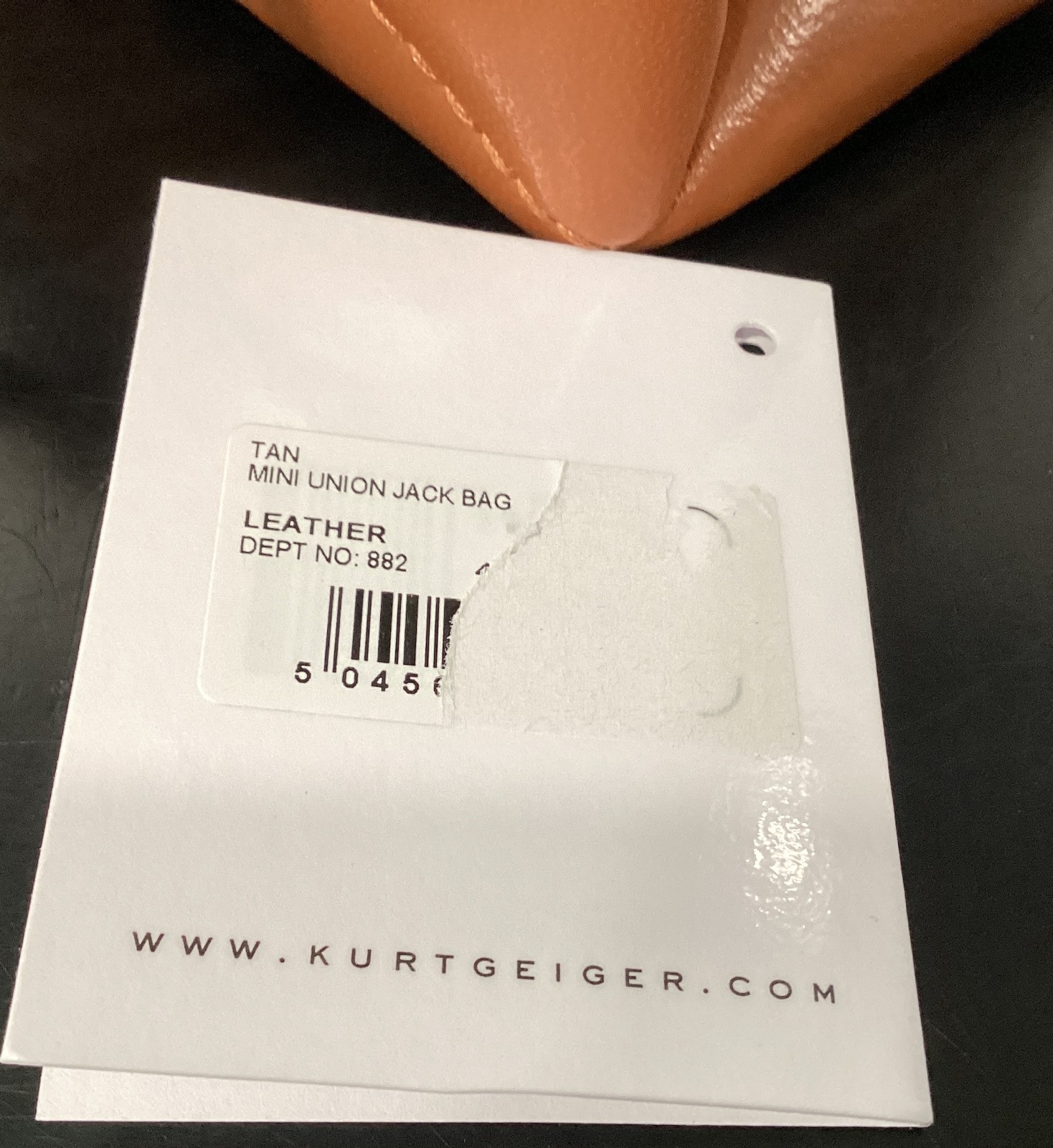 Kurt Geiger Mini The Union Jack 7.75″ x 5″ x 2.5″ Light Brown Leather Brass New