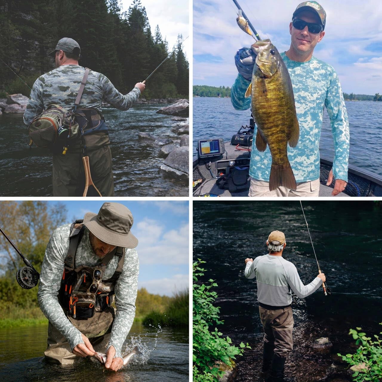 UPF 50+ Fishing Shirt for Men, Quick Dry Long Sleeve Rash Guard with Mesh Panels