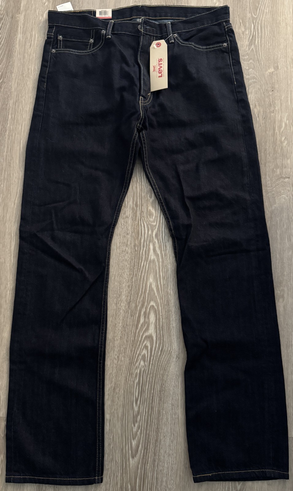 NWT Levi’s 513 Jeans Mens 36×34 Slim Straight Fit Stretch Black Mid Rise Denim