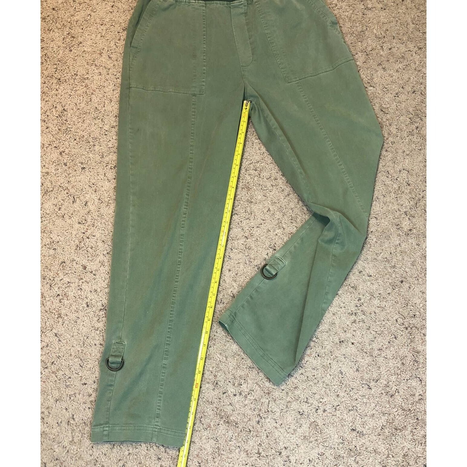 Soft Surroundings Medina Pants Roll Tab Hem Lyocell Cotton Blend Green Sz Medium