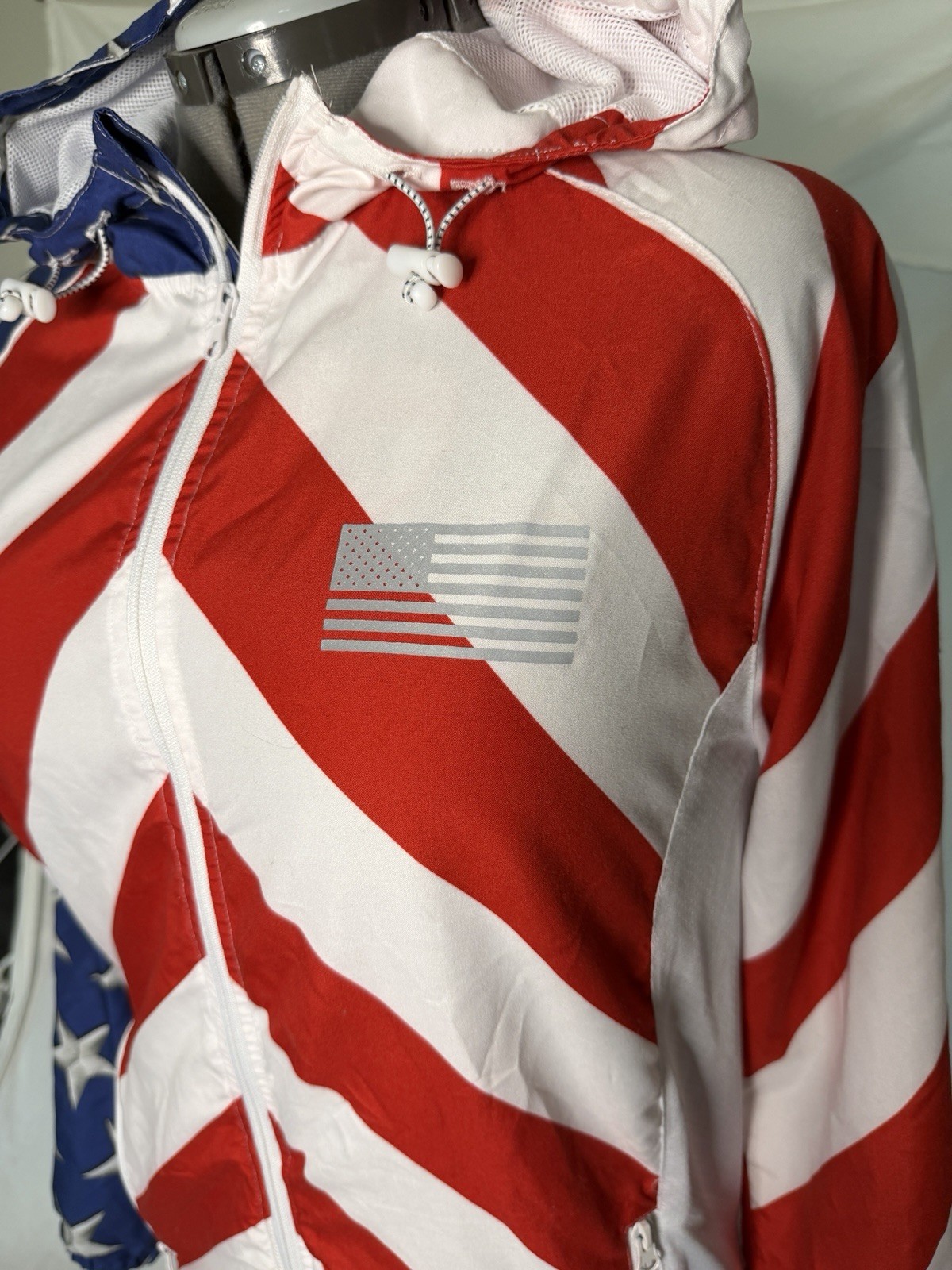 Brooklyn Cloth American Flag Patriotic Full Zip Hoodie Windbreaker JacketMedium