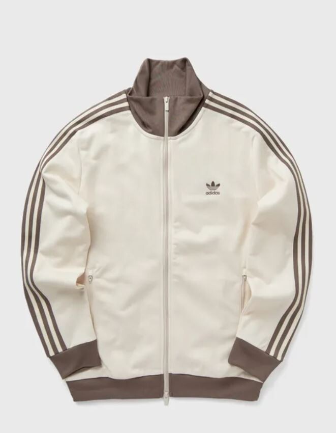 NEW MENS ADIDAS ORIGINALS BECKENBAUER TRACK JACKET ~ LARGE #JP2522 WHITE BROWN