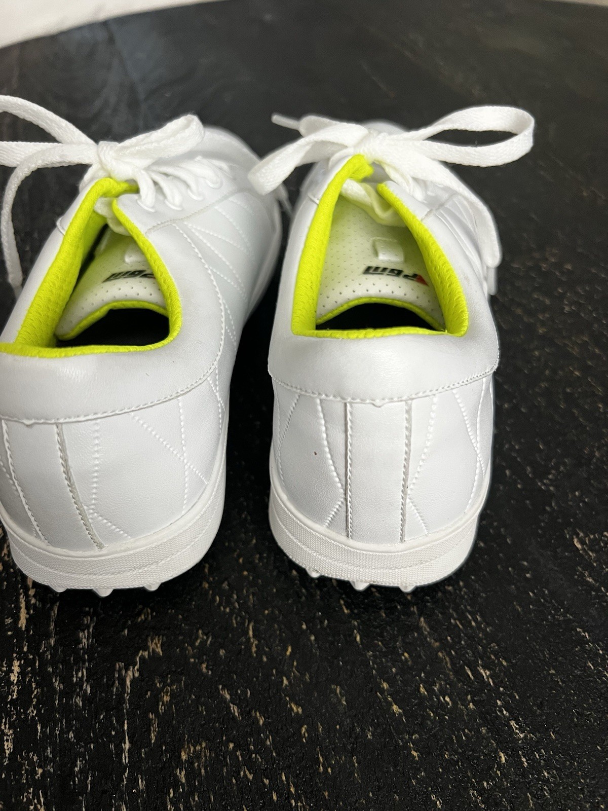 PGM Woman’s Spikeless Golf Shoes Lace Up White/Yellow US 7 UK 6 EU 39