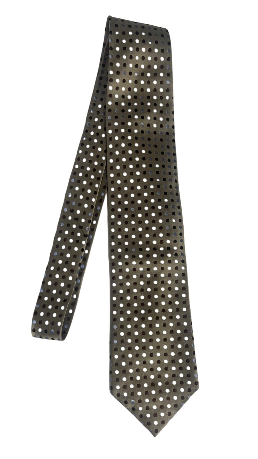 Geoffrey Beene Polka Dot Tie Tan Brown Blue