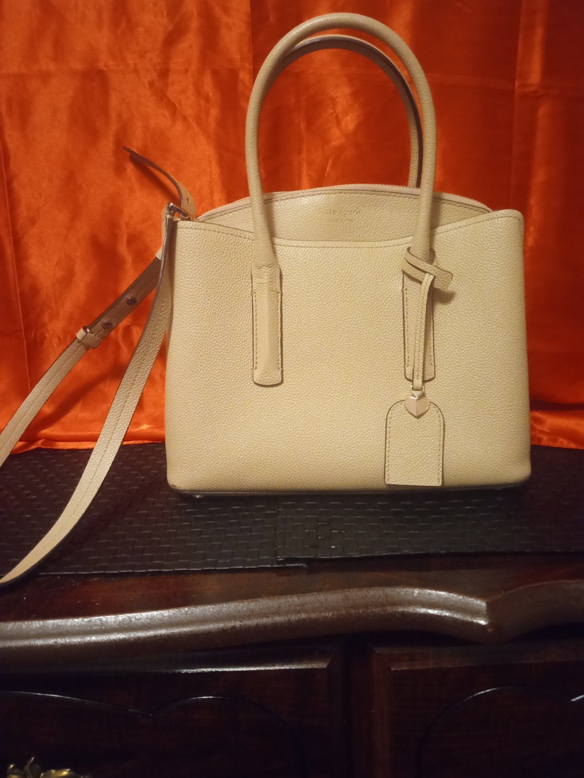 Kate Spade New York “Margaux” mid. Leather Convertible Satchel Light Fawn Color