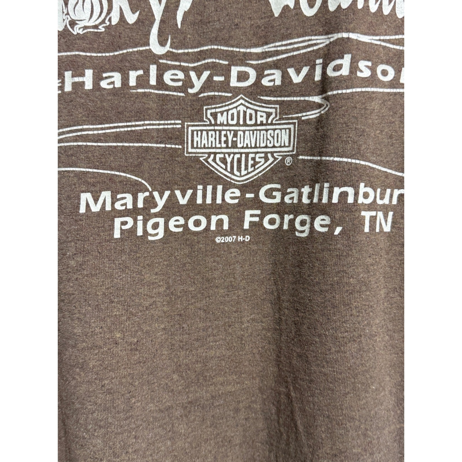 Harley Davidson Smoky Mountain Dragon Pocket T-Shirt Brown Mens XL 2007 USA Made