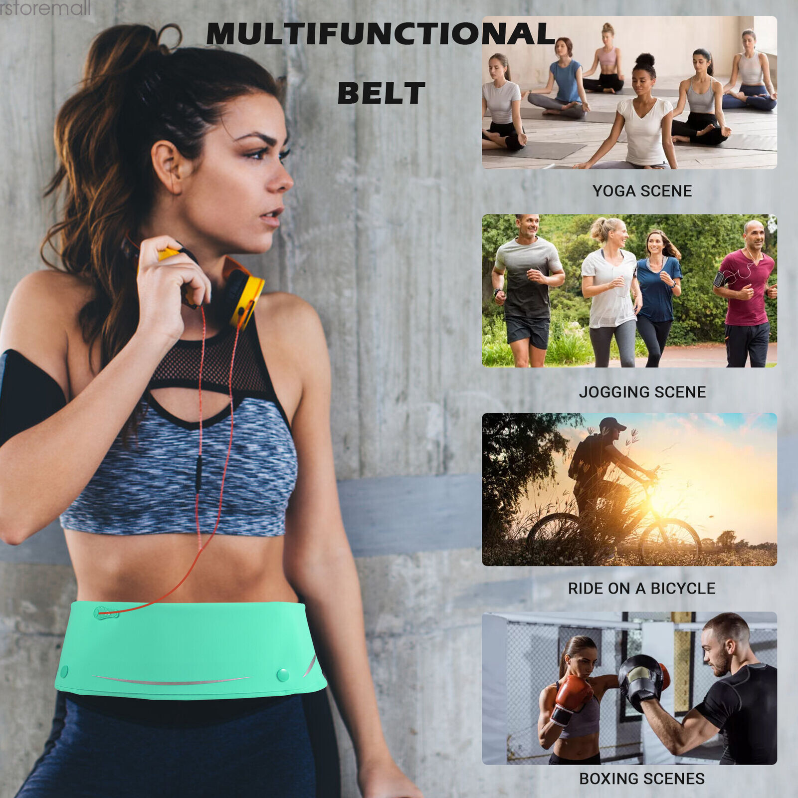 Running Belt, Adjustable Runner Waist Pack with Phone Holder for Fitness Jogging