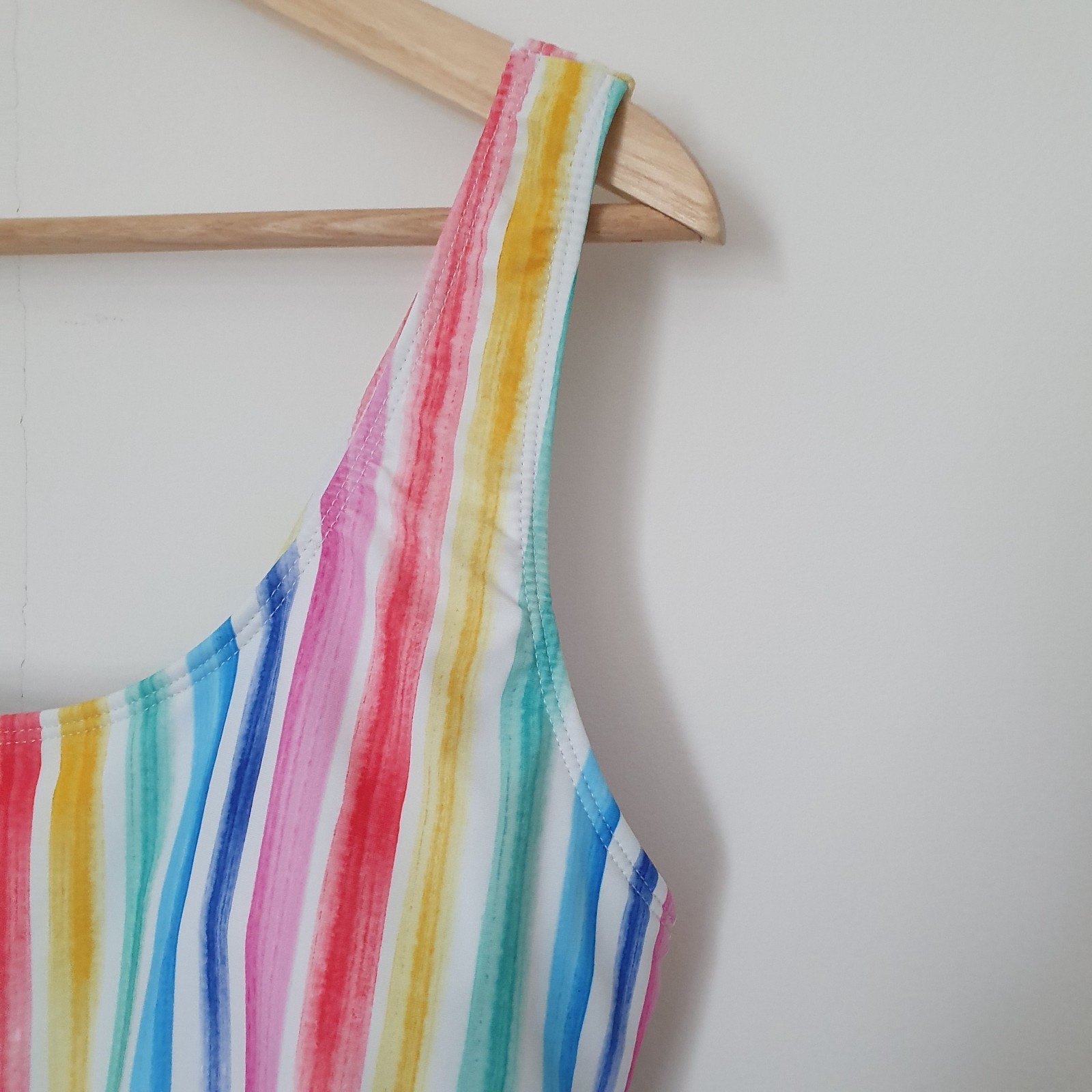 Matalan Swimming Costume Size 16 Rainbow Stripe One Piece Removable Pads BNWT