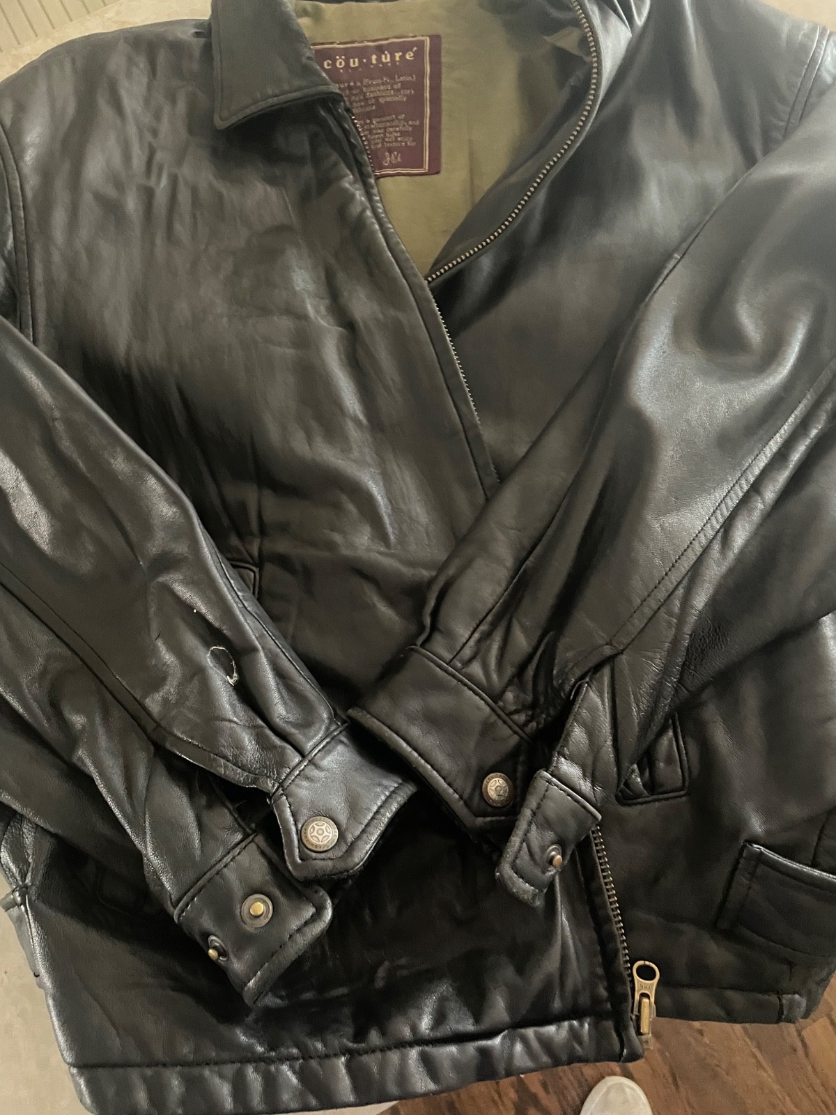 Couture by J Park Lamb Soft Leather Bomber Jacket Men’s Size L Lined Coat.