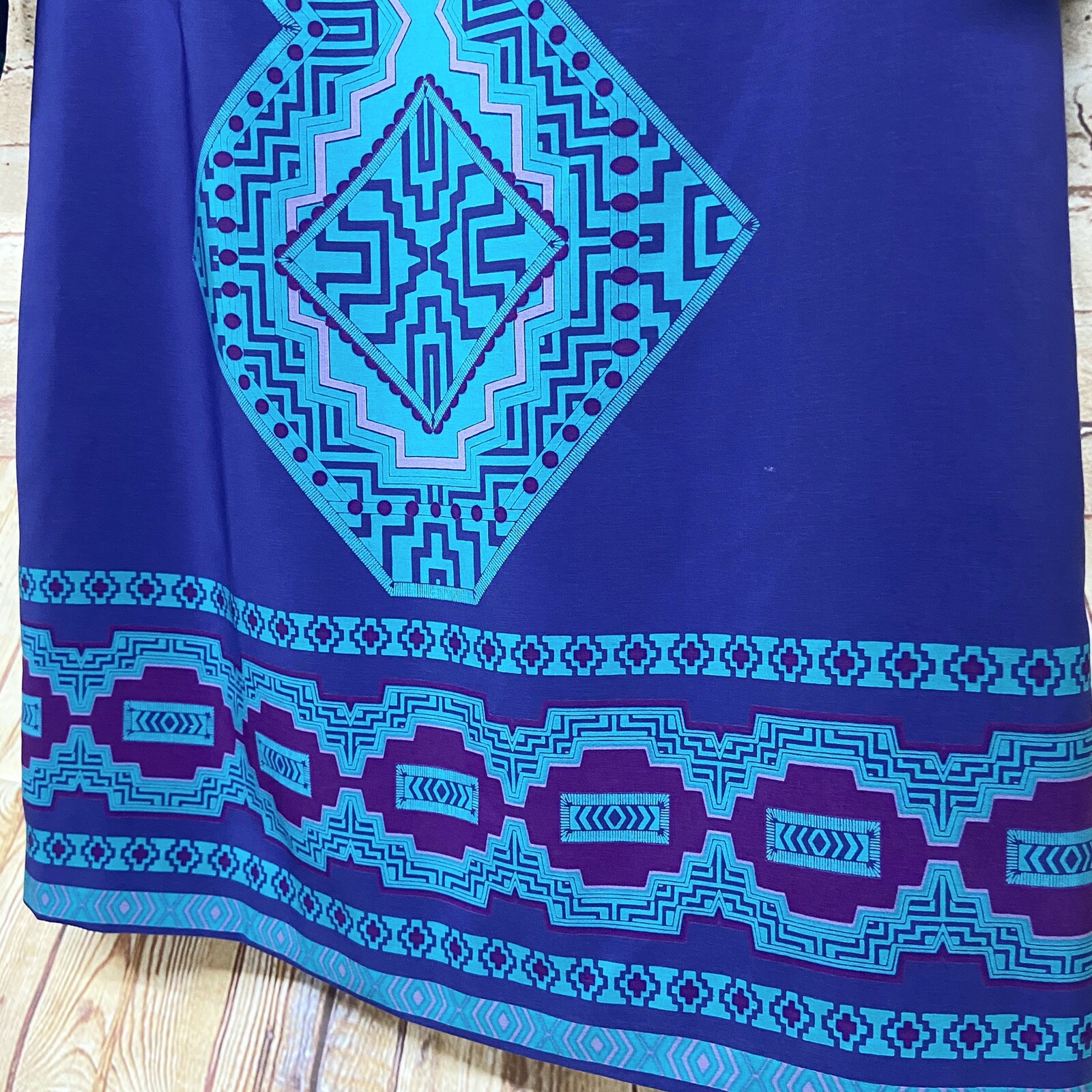 Britt Ryan Womens Shift Dress Size 8 3/4 Sleeve 100% Silk Geometric Purple