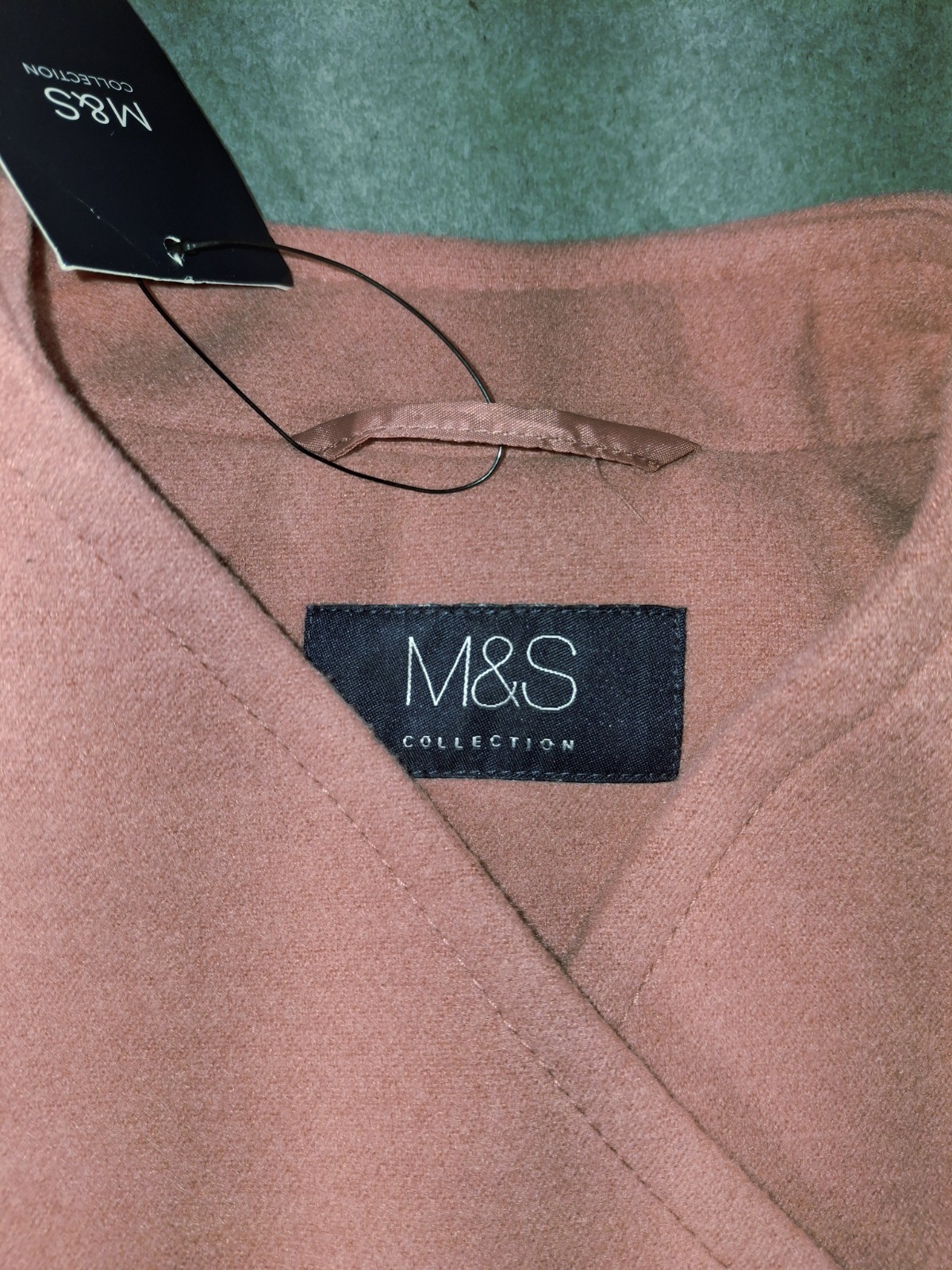 M&S Collection Car Coat Long Womens UK14 Pink Terracotta Button Casual BNWT
