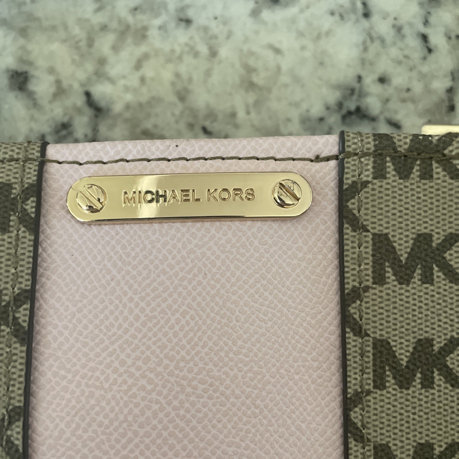 Michael Kors Beige Pink 556137 MK Monogram Belt Bag Fanny Pack