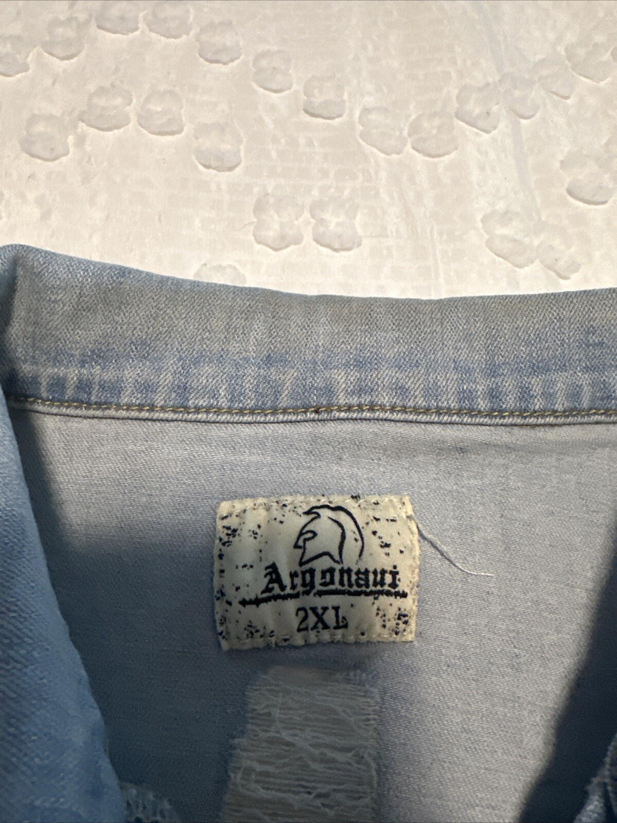 argonauts nation 2XL lightweight blue distressed zippers jean jacket