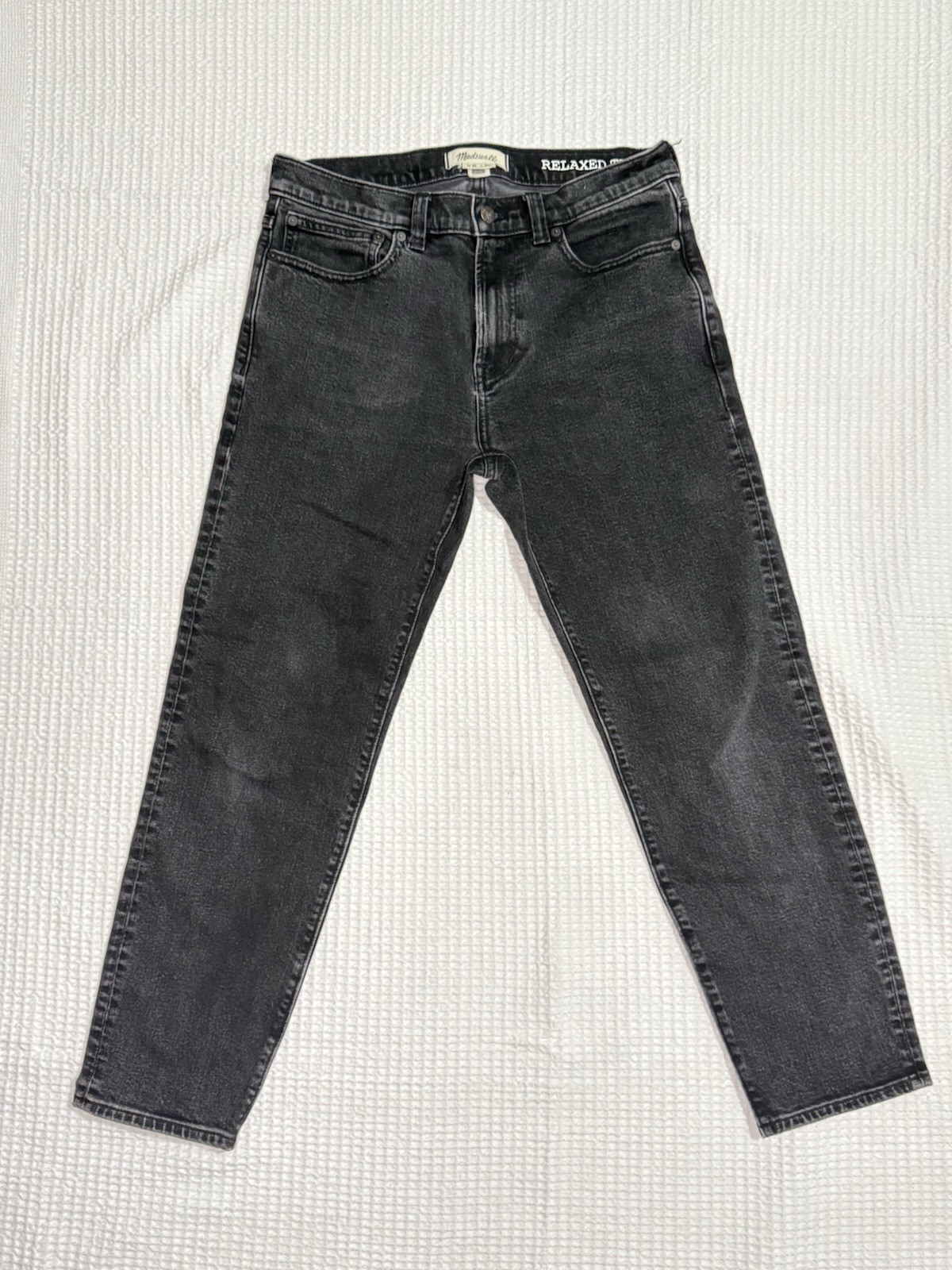 Madewell Jeans Mens 31×32 Black Relaxed Taper Dark Wash Stretch Denim Comfort