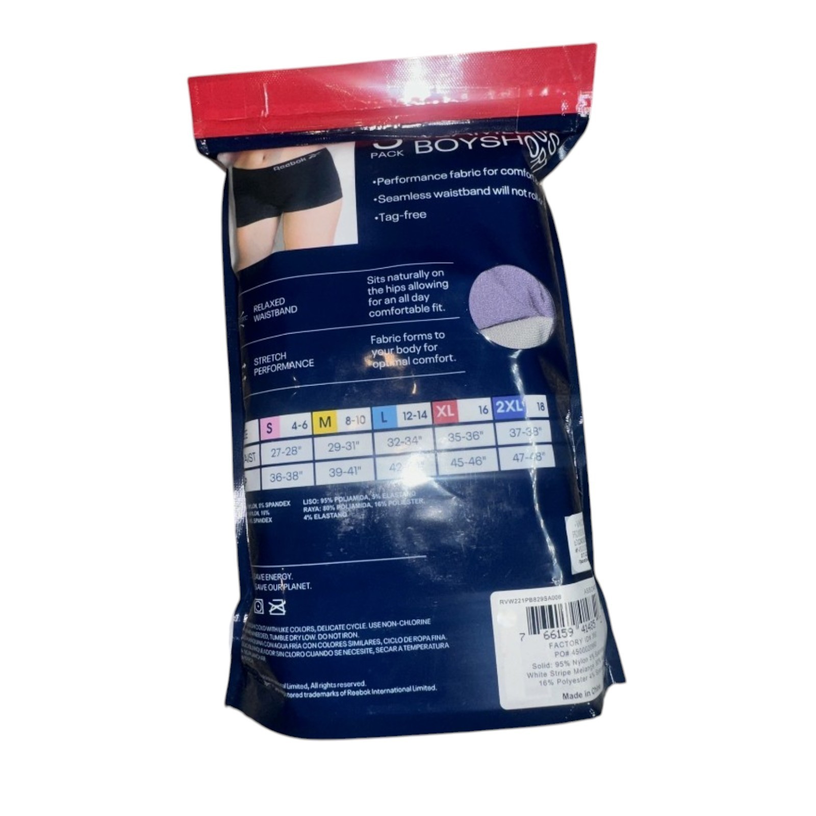 NEW Women’s Reebok 5 Pack Seamless Boyshorts White Purple Black Underwear L / XL