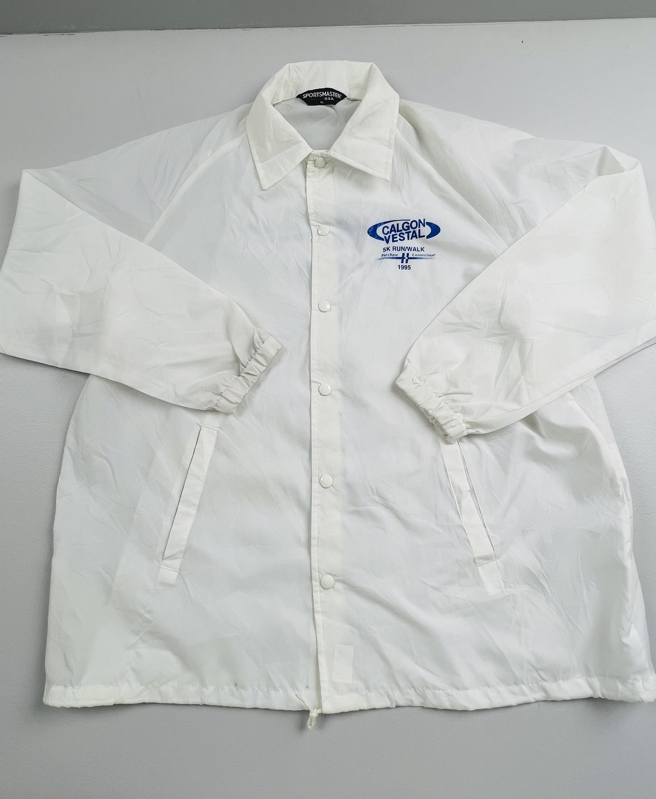 Vintage Sportsmaster Jacket Mens XL White Windbreaker Calgon Run Walk 1995 USA