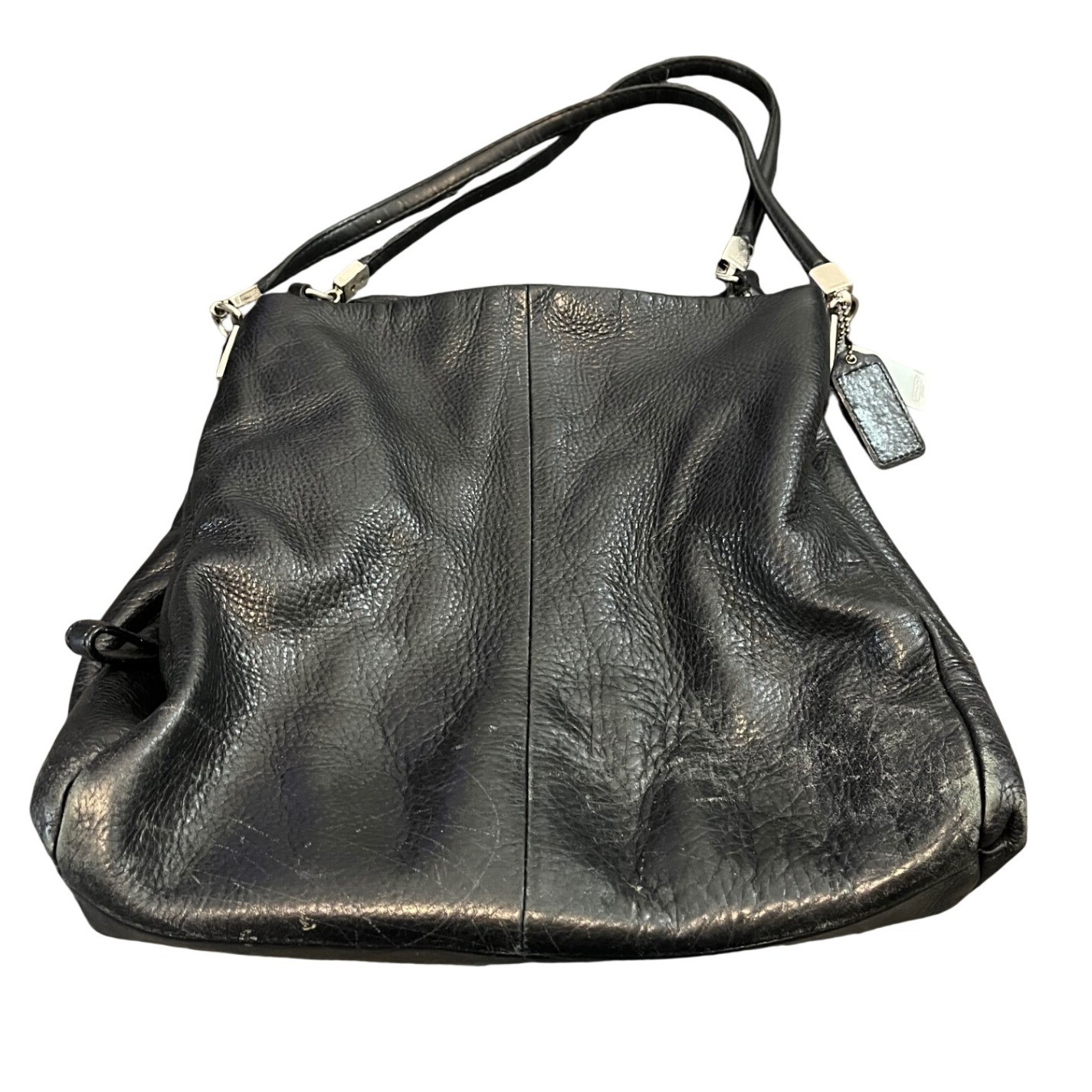 COACH MADISON PHOEBE Black Pebbled Leather Hobo Satchel Bag 26224 Purse