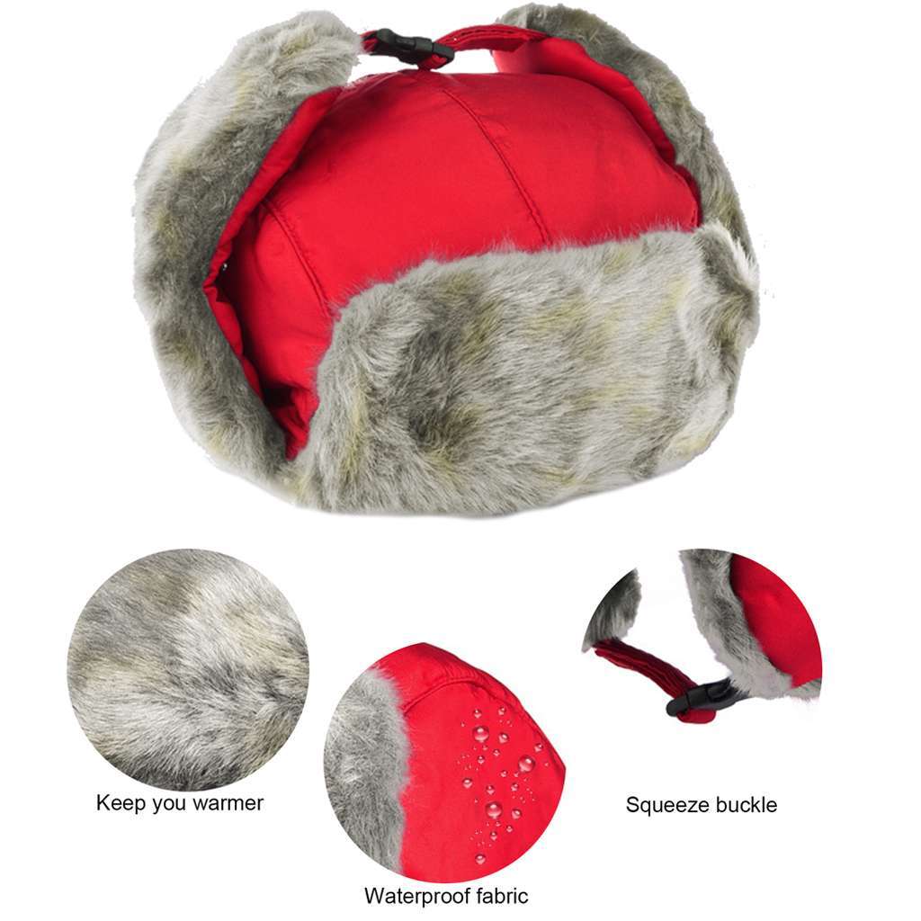 Men Winter Ear Flap Trapper Hat Face Mask Fur thermal Warm Snow Ski Cap Women