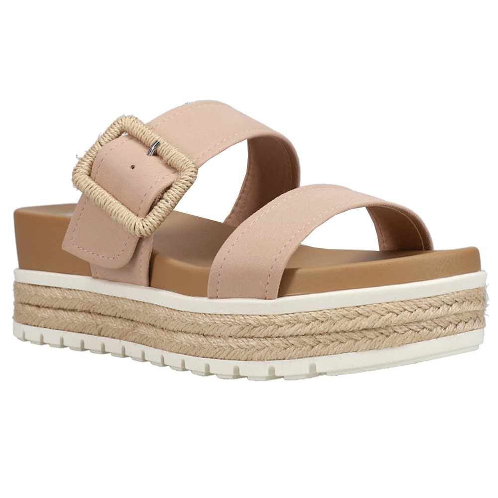 MIA Kenzy Buckle Espadrille Platform Womens Pink Casual Sandals MH1916-BLSH