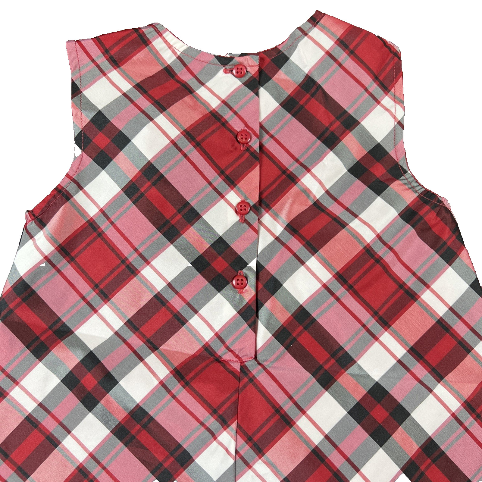 Carter’s Girls Size 6 Red Plaid Taffeta Holiday Dress Christmas Velvet Trim