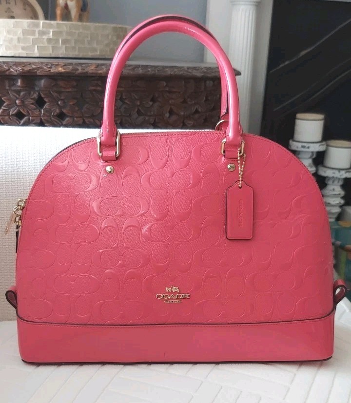 Coach Large Sierra Satchel Embossed Patent Leather in Hot Pink