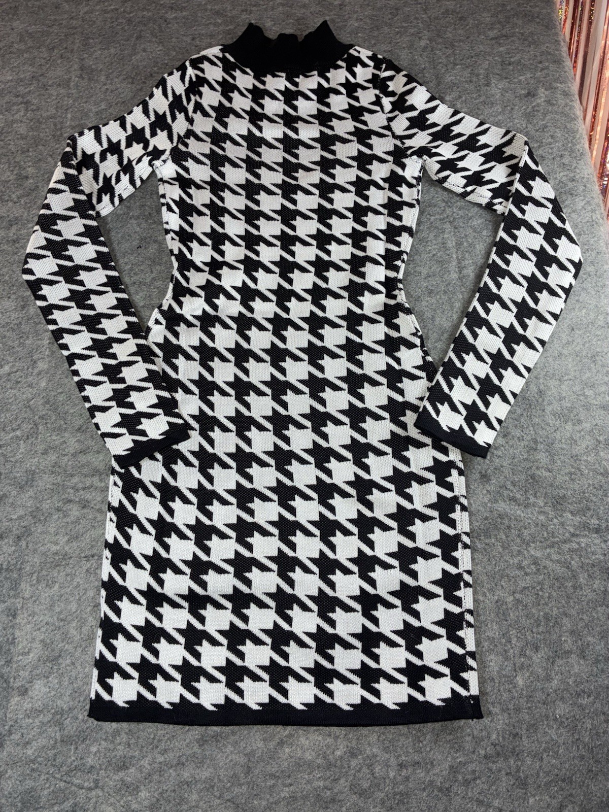 Sweater Mini Dress Black And White Size Small Fashion Nova