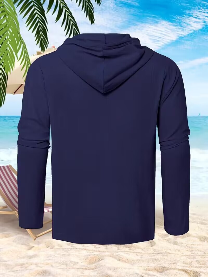Men’s Blue Long Sleeve Hoodie Stand Up Stylishly Fashion Soft Casual wear