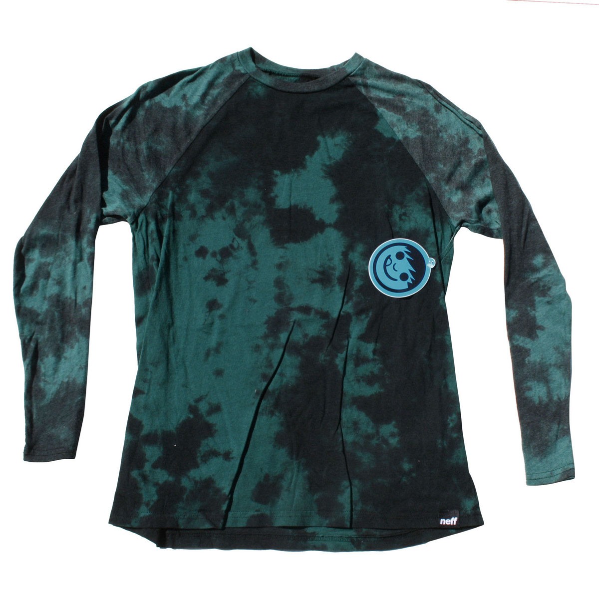 Neff Splat Wash Long Sleeve T-Shirt Boys Youth Medium Green Black