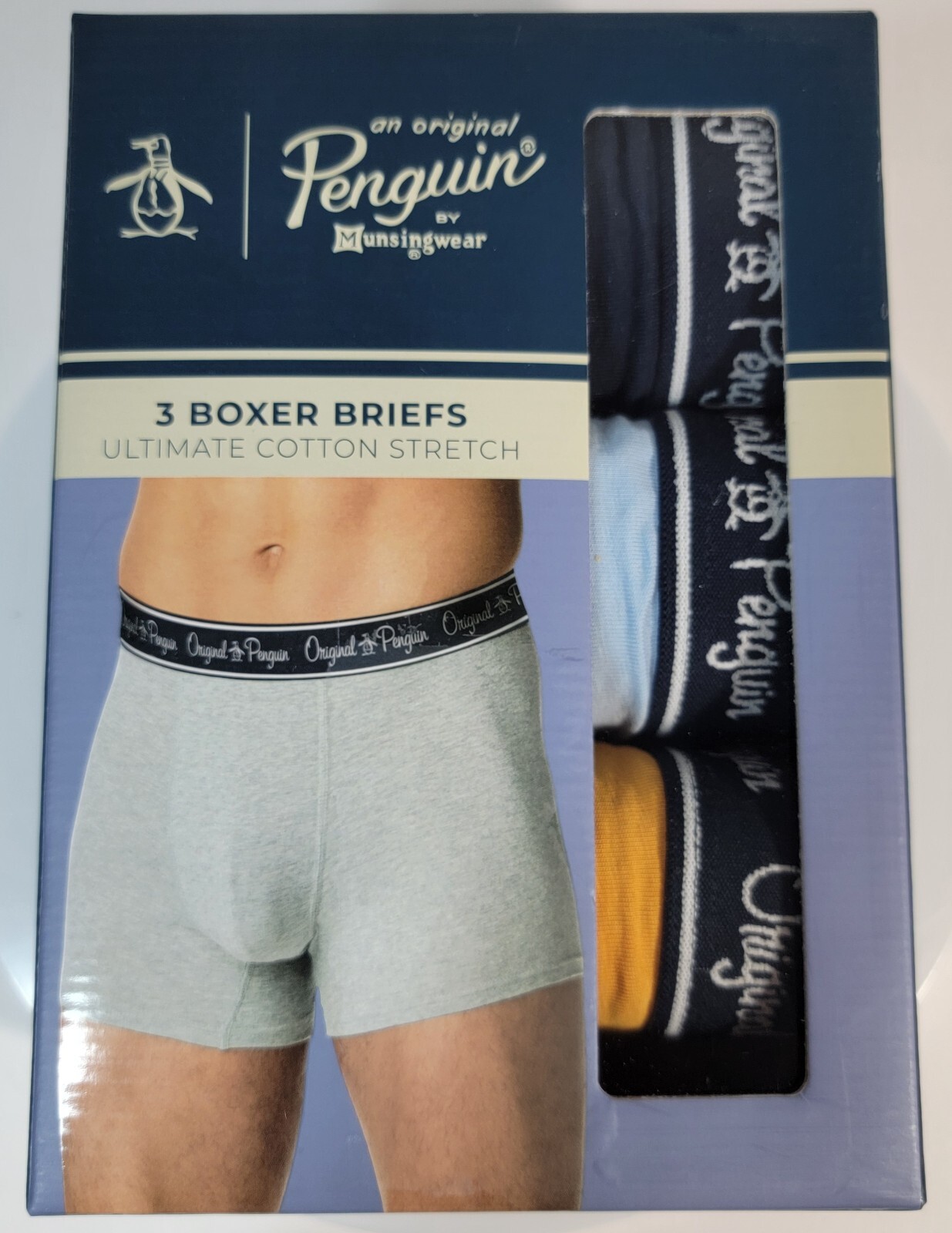Penguin Underwear 3 Pack Boxer Briefs Men’s S (28-30) Blue Assorted Patterns