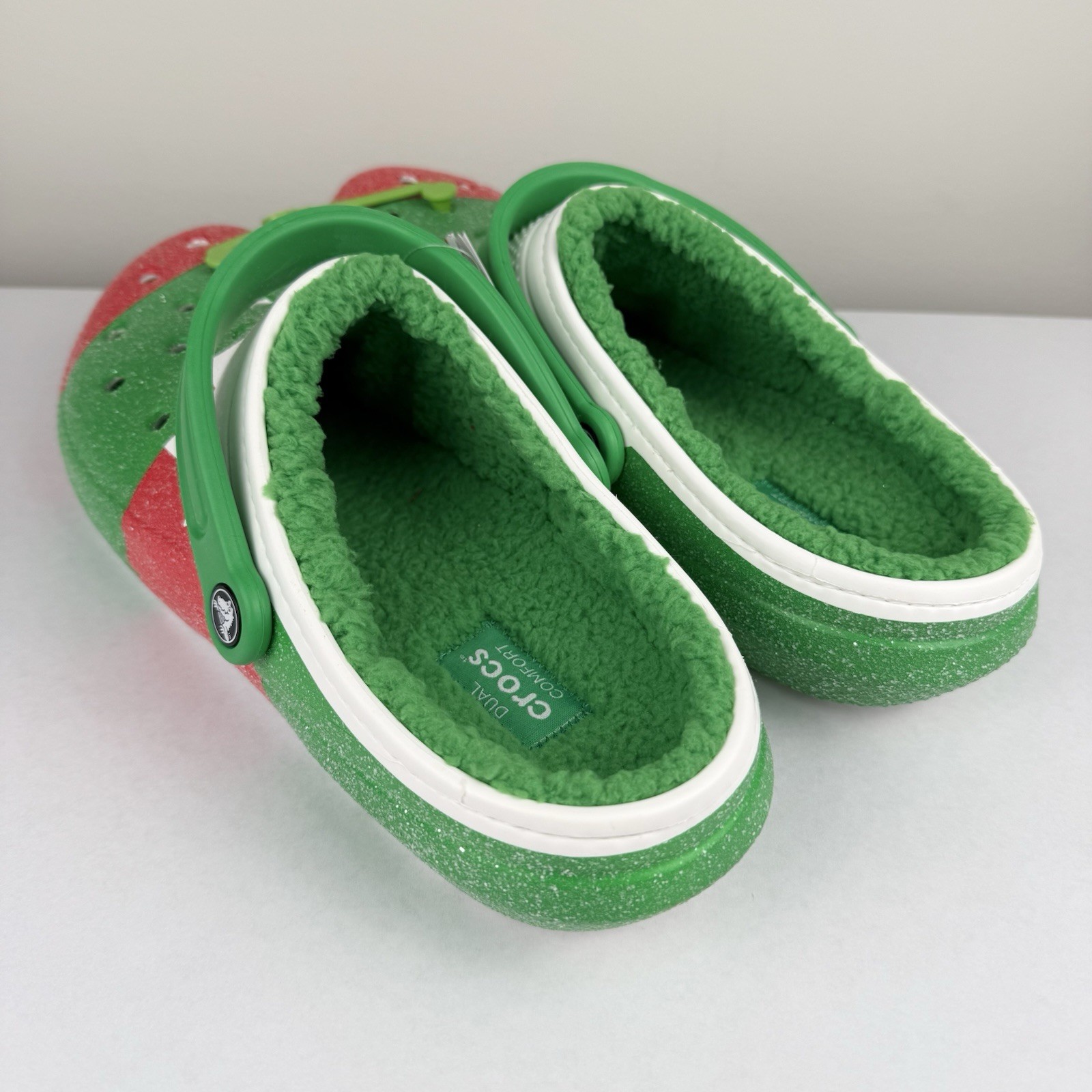 Crocs Classic Holiday Lined Clogs Fuzzy Slippers US Mens 13 NWT Red Green