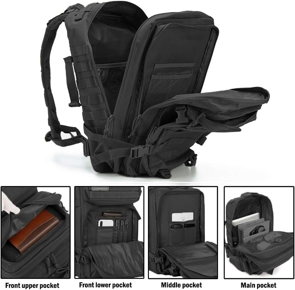 45L Military Tactical Backpack Large Army Men 3 Day Assault Pack Molle Rucksack