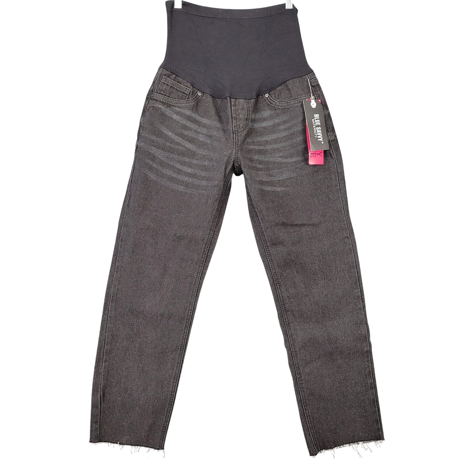 Blue Savvy Maternity Black Jeans NEW Stretch Straight Full Panel Casual Womens L