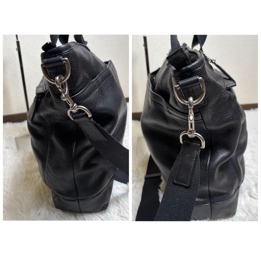 COACH Camden Pebbled Leather 2Way Tote Briefcase A4 Large Black F70926 Authentic