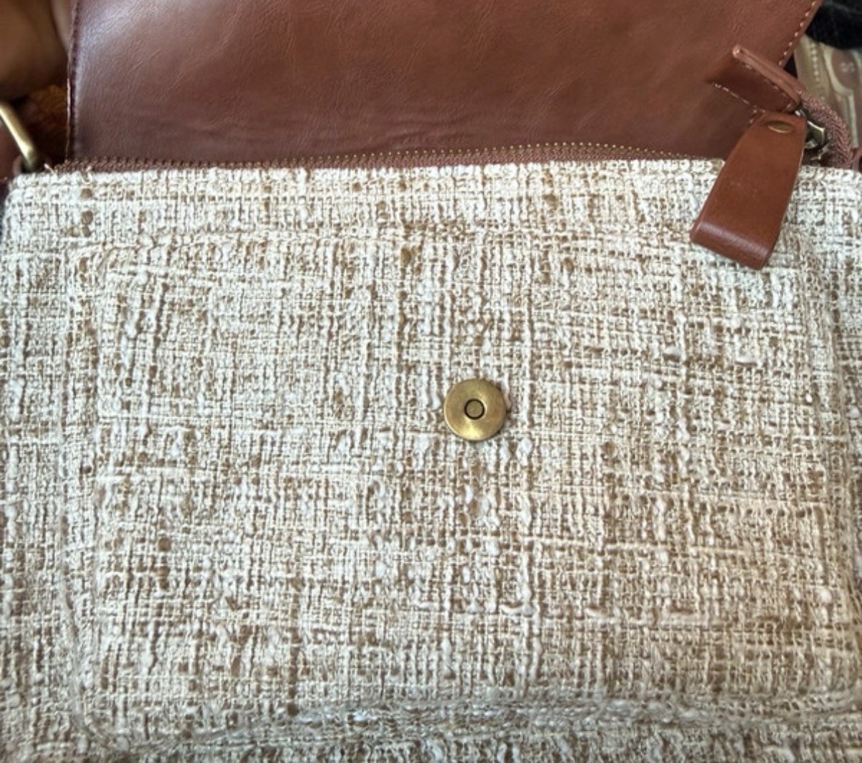 Ecosusi Women’s Shoulder Bag, tweed and Vegan Leather