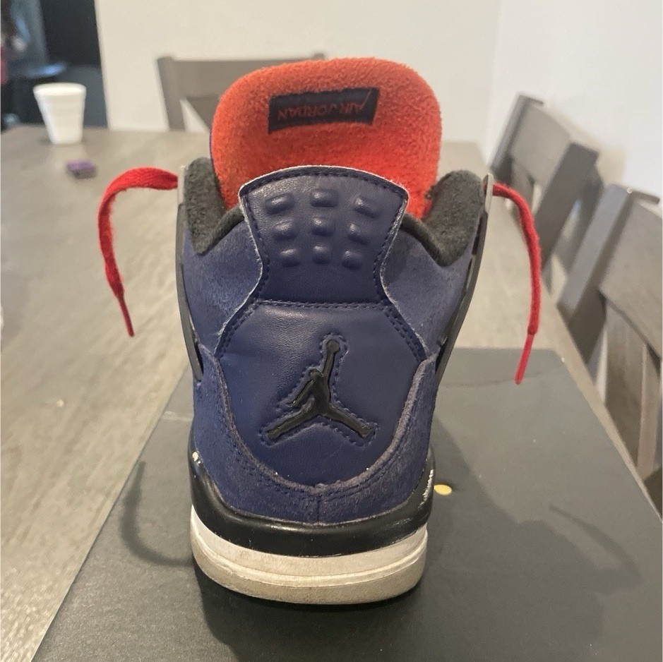 Jordan Air Jordan 4 Blue/Red/Black Mid Top Lace Up Basketball Sneakers