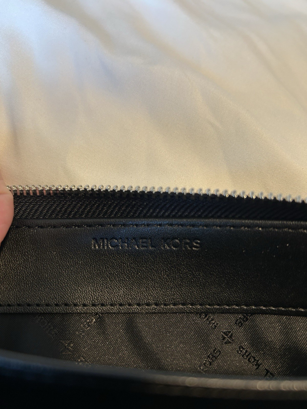 Michael Kors Logo Zip-Around Wristlet Wallet Organizer, Black/Gray