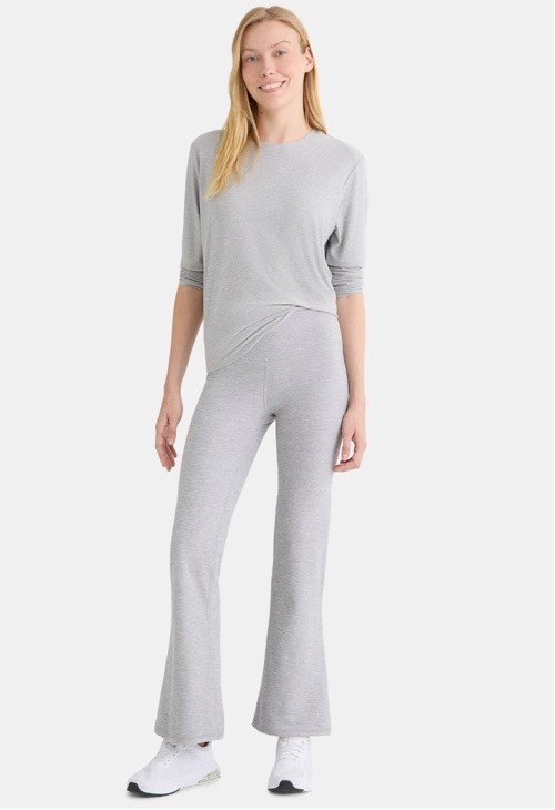 Athletic Works Womens ButterCore Soft Tee Long Sleeves Grey Heather S (4-6) NEW