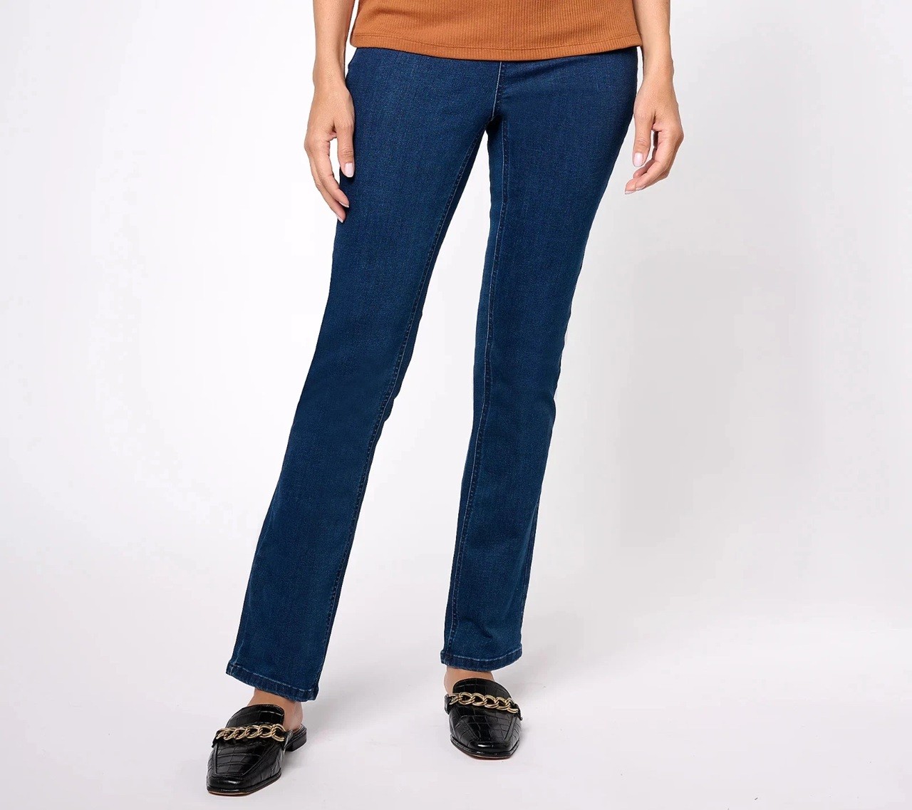 Denim & Co. Signature Perfect Flex Sz 16 Tall Pull-On Jeans DEEP INDIGO A607625