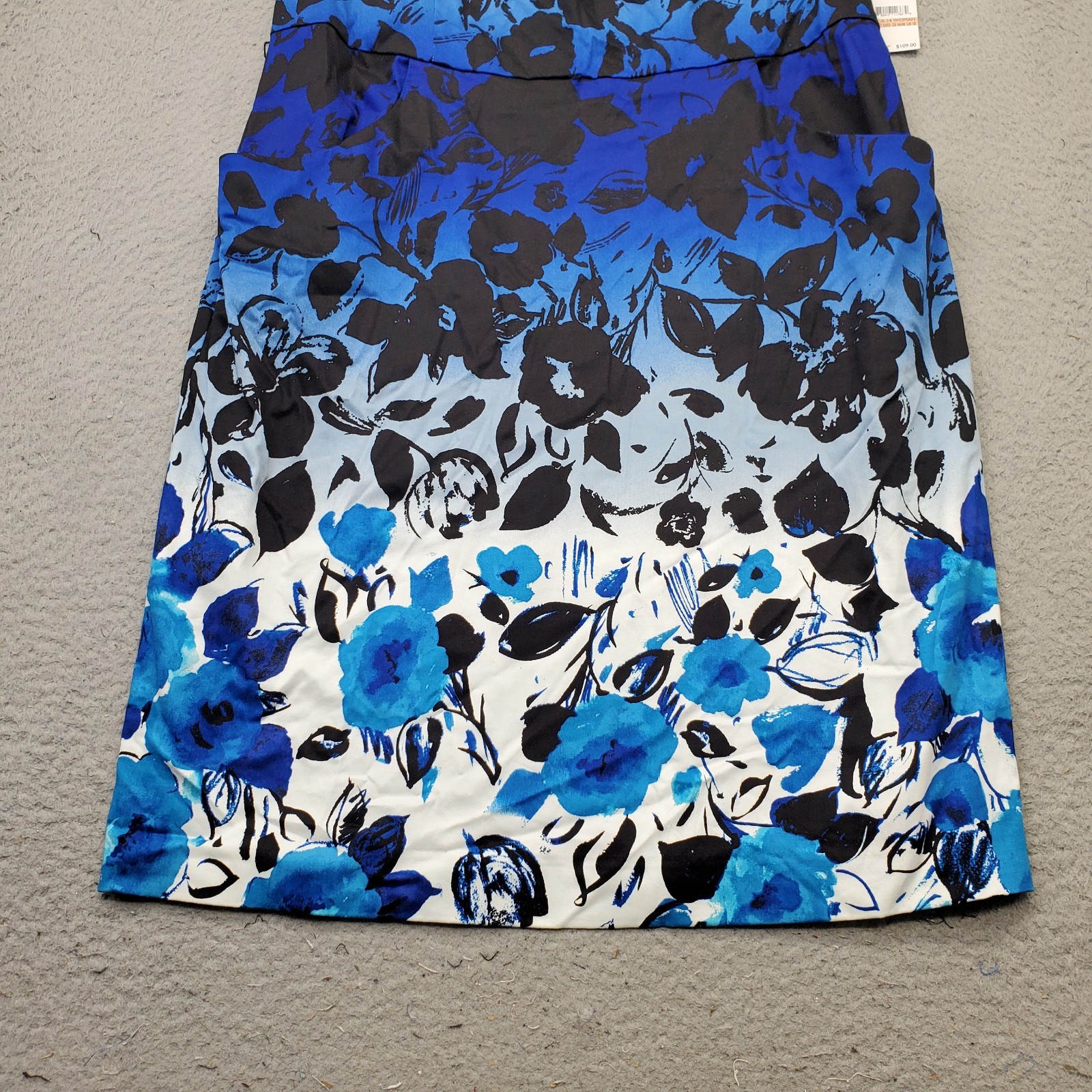Nine West Sheath Dress Womens 14W Multi Floral Printed Scuba Sleeveless Back Zip