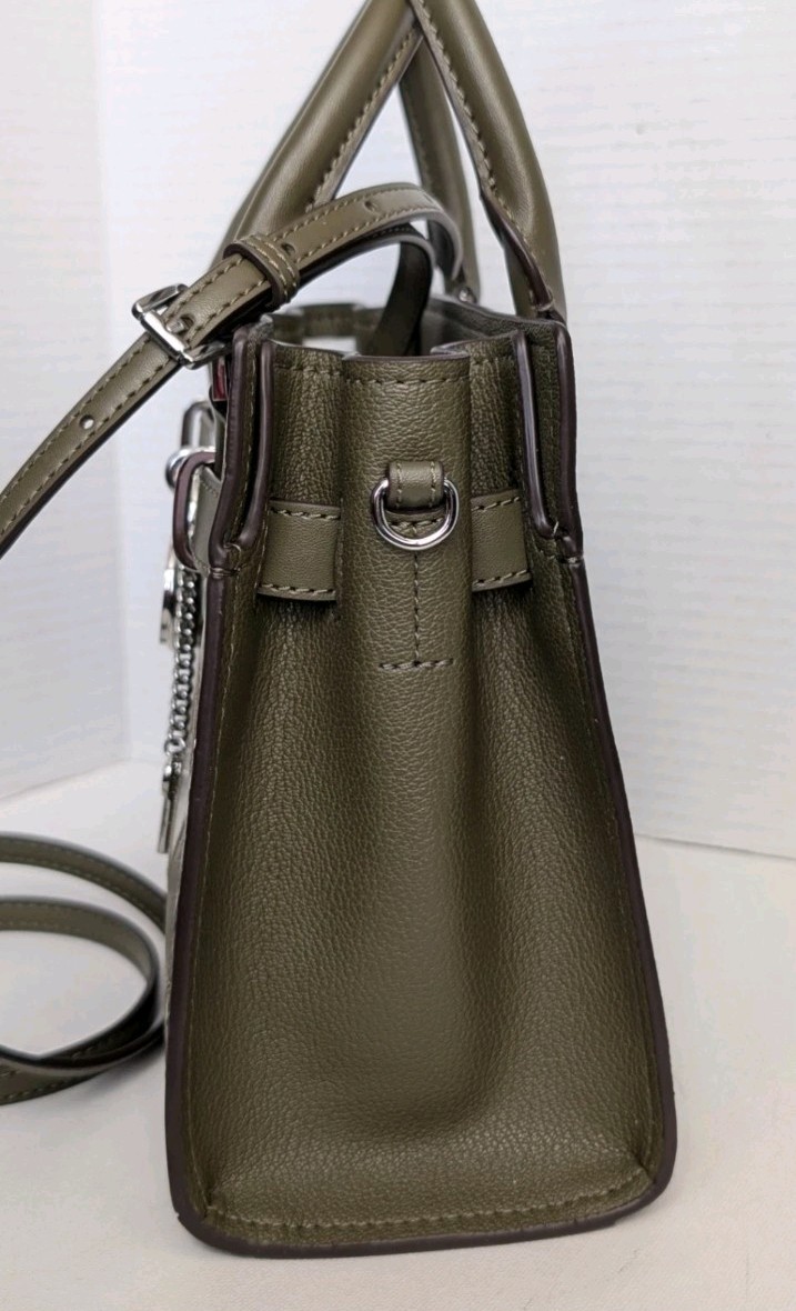 NWT Michael Kors Hamilton Small Satchel Bag Olive Green Snake Embossed Patch NWT