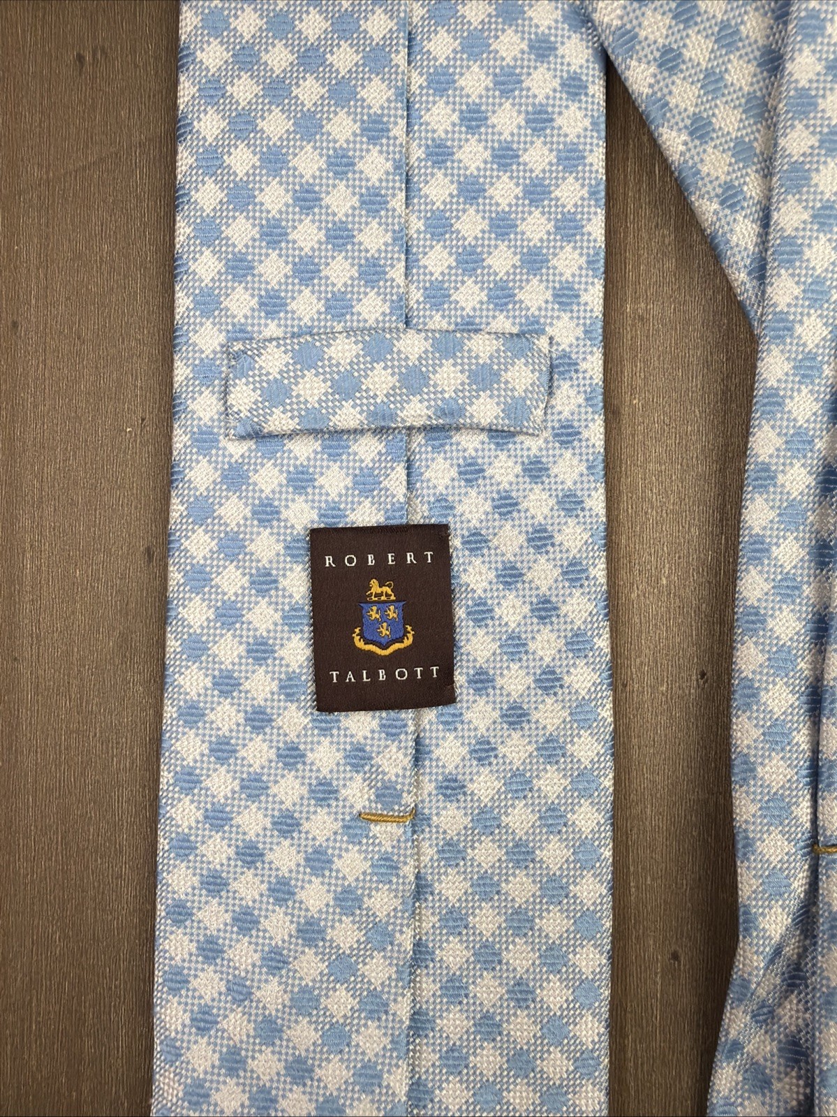 Robert Talbott Best of Class Silk Tie Designer Blue/White Made in USA 3.25″ 60″