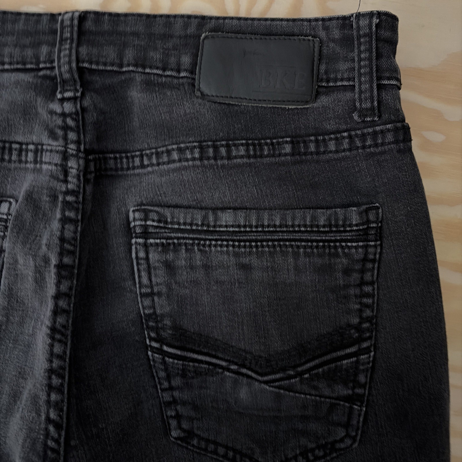 BKE Alec Mens Straight Leg Jeans Black Stretch Denim Size 32R 30×32