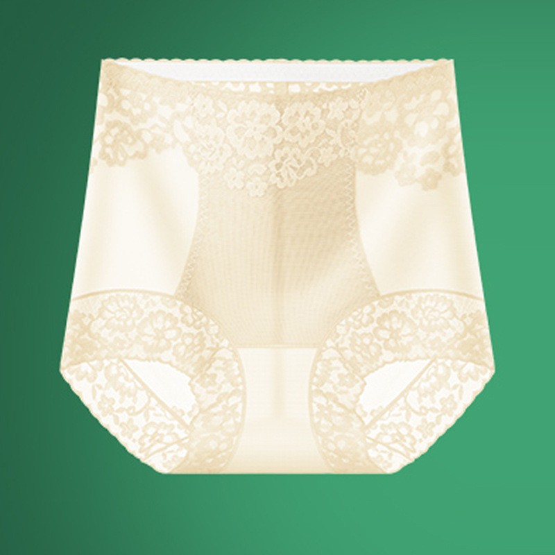 Women Briefs High Waist Lace ice silk Tummy Control Seamless Underpants 76341