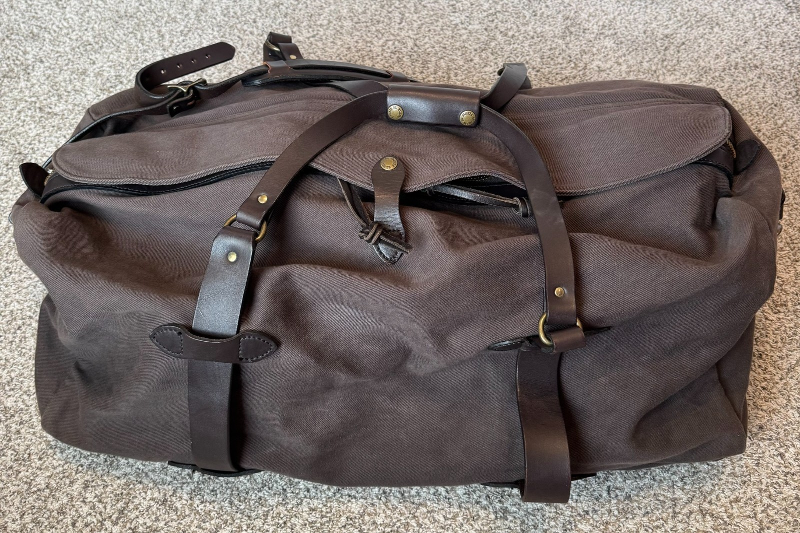 Filson Large Duffel Bag 223 Brown Rugged Twill YKK 2009 Made in USA