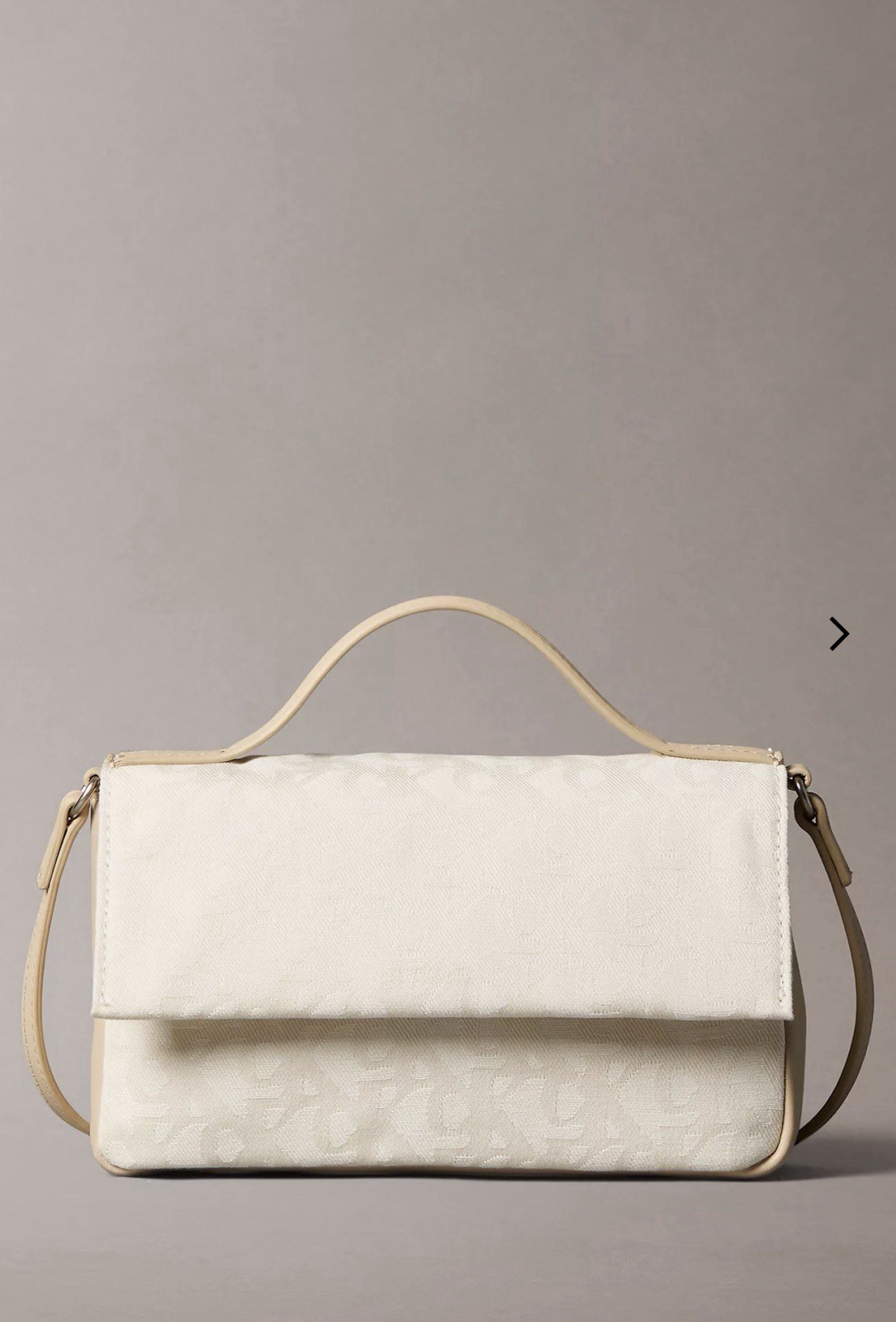 Calvin Klein Women’s Allover Monogram Flap Crossbody Bag Natural AOP Beige