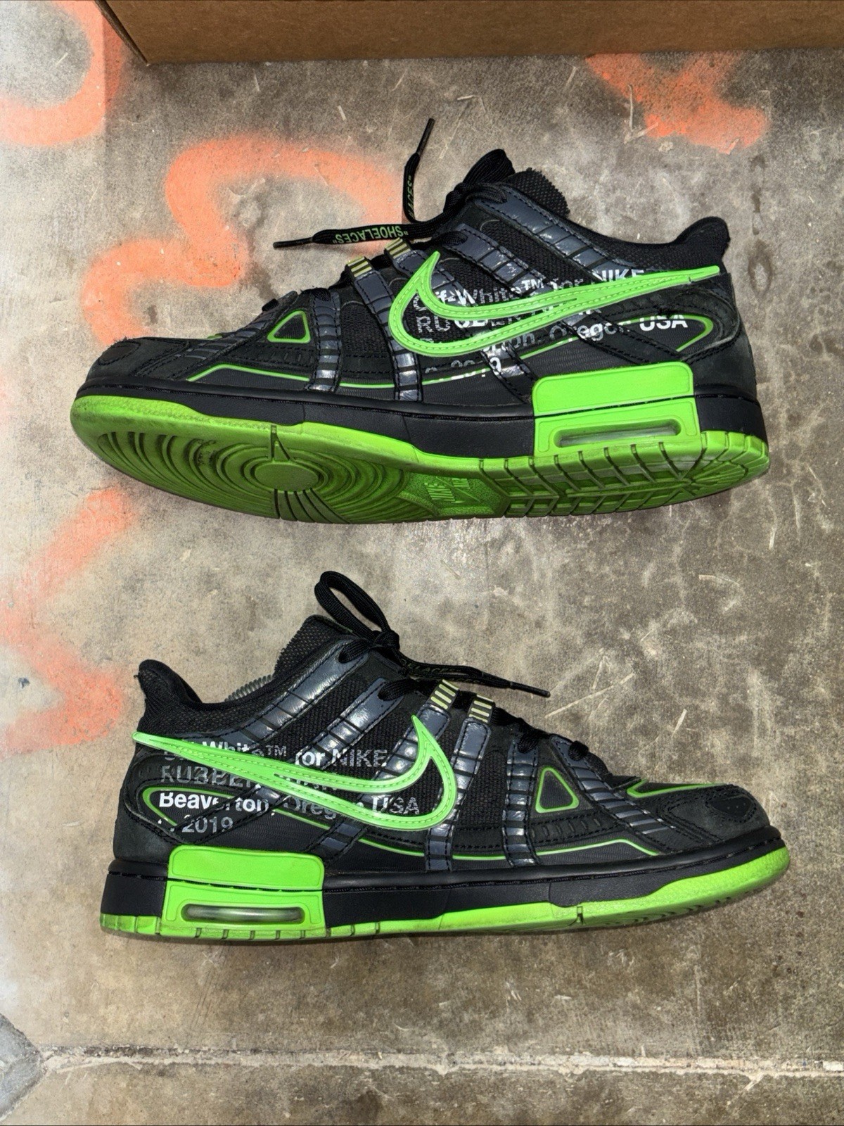 Nike Air Rubber Dunk Off-White Green Strike Size 9.5M/11W CU6015-001