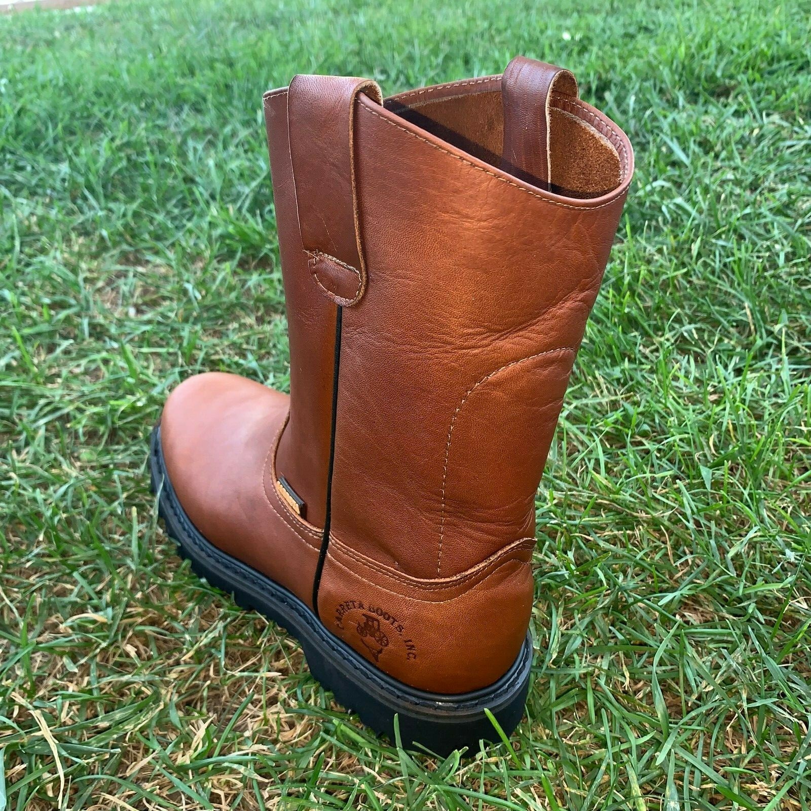 Bota Trabajo Mens Work Boots Pull On Leather Brown-Black oil water resistant 310