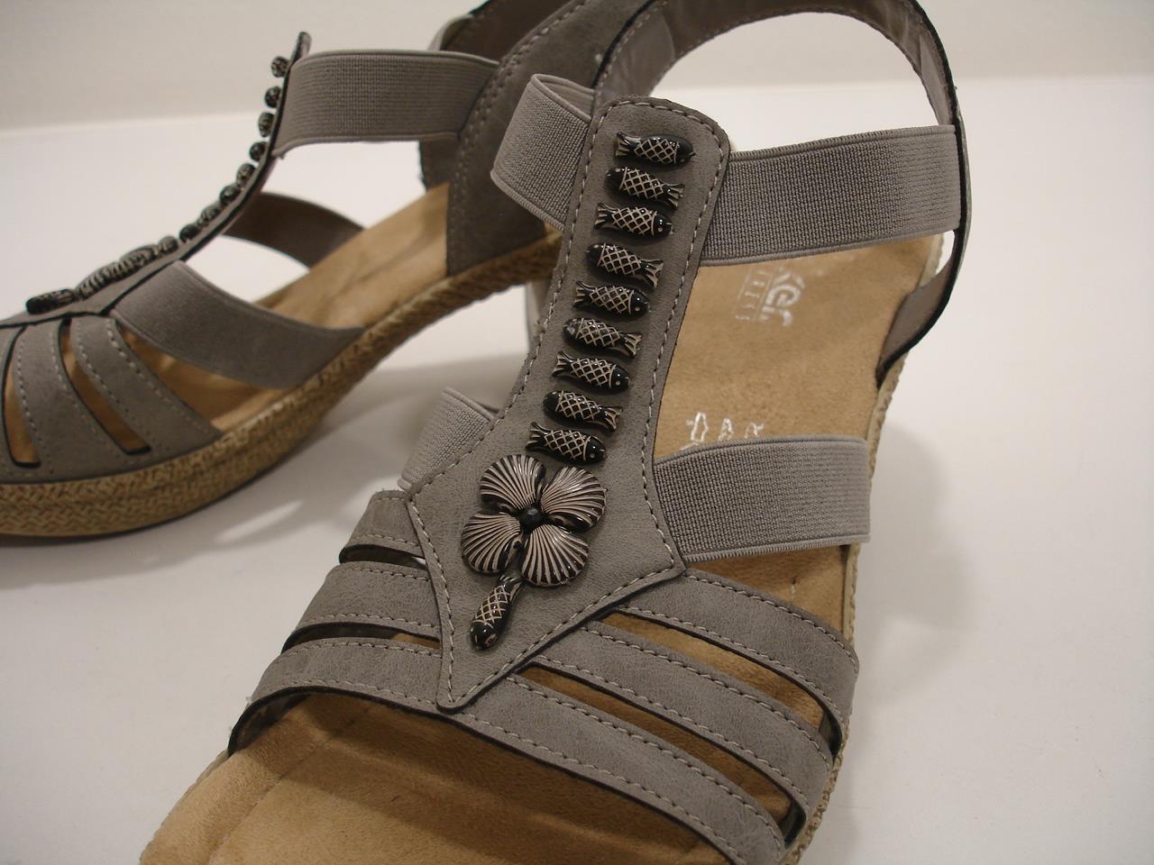 Women’s 9.5 sz 41 Rieker Slingback Sandals 66506 Gray Beaded Elasticated Stretch